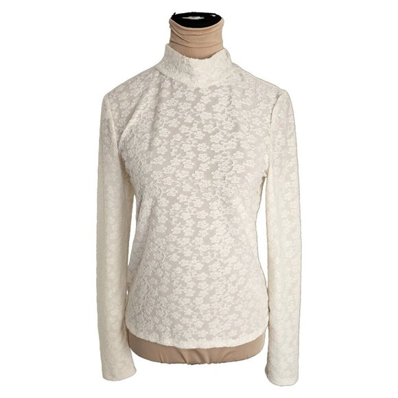 Scotch & Soda Cream White Cherry Blossom Ditsy Floral High Neck Blouse Sz S - Picture 1 of 12